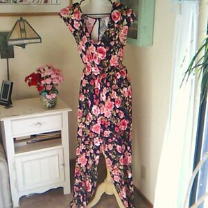 NWT Love Squared Dark Floral Jumpsuit